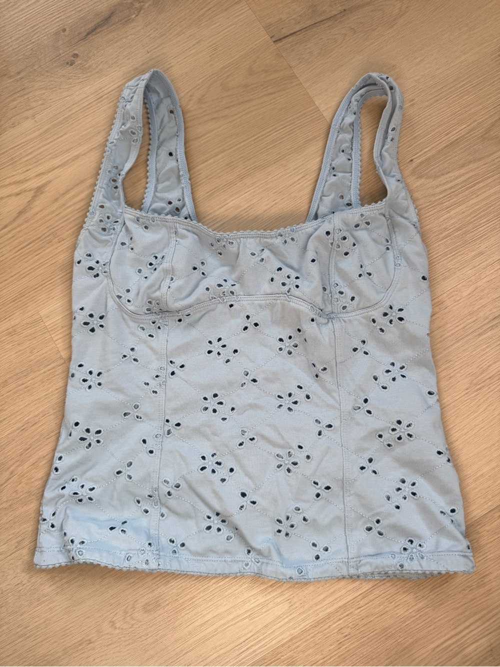 Free People Light Blue Eyelet Camisole